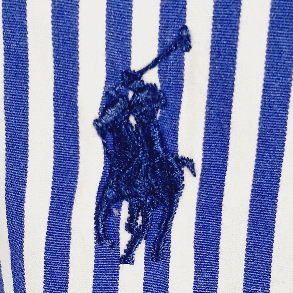 Ralph Lauren Slim Fit Navy & White Pin Stripe Shirt, Cotton , Size 10, Preppy - Picture 3 of 16